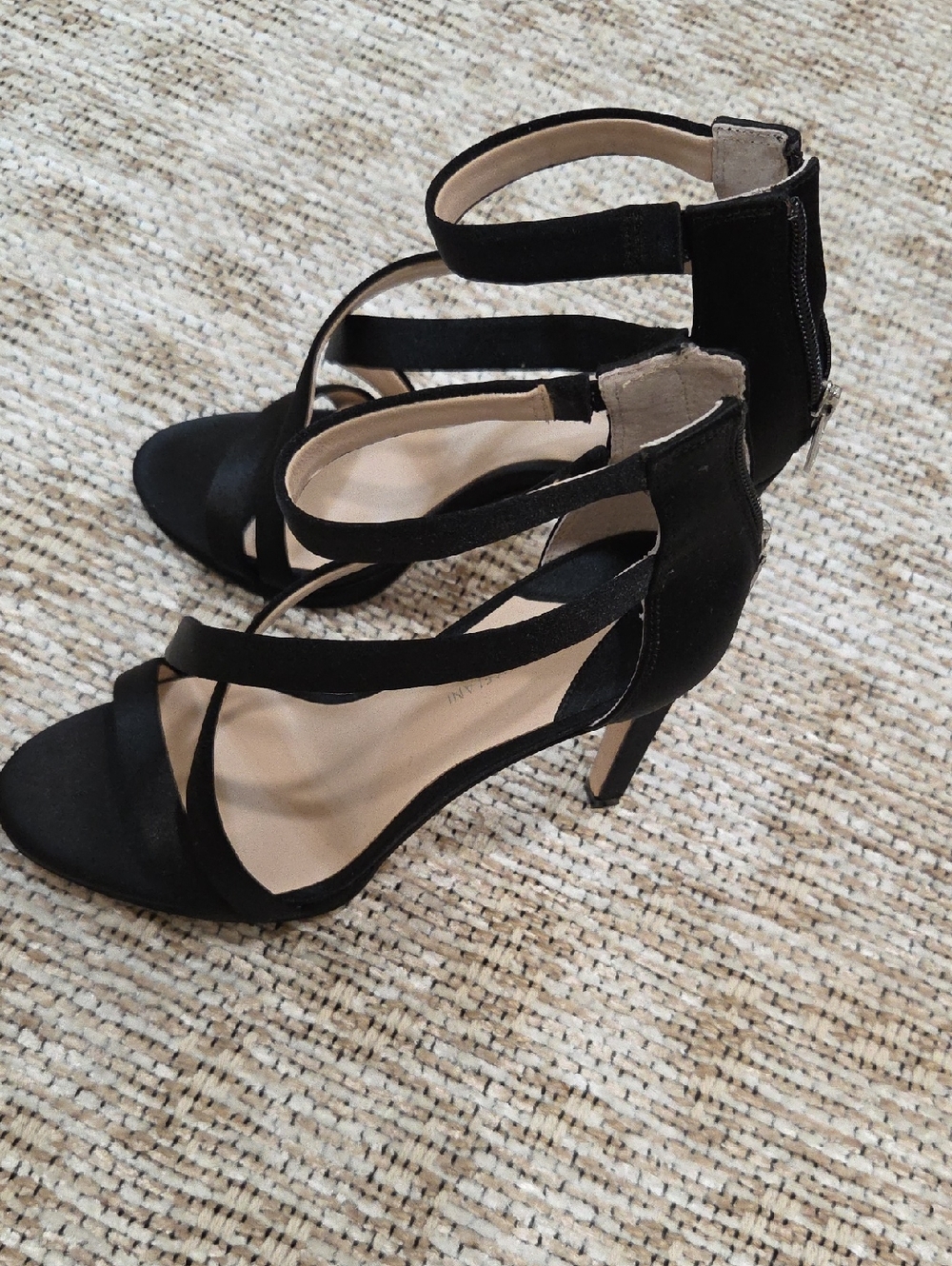 ANTONIO MELANI Black Suede Strappy High Heel Sandals